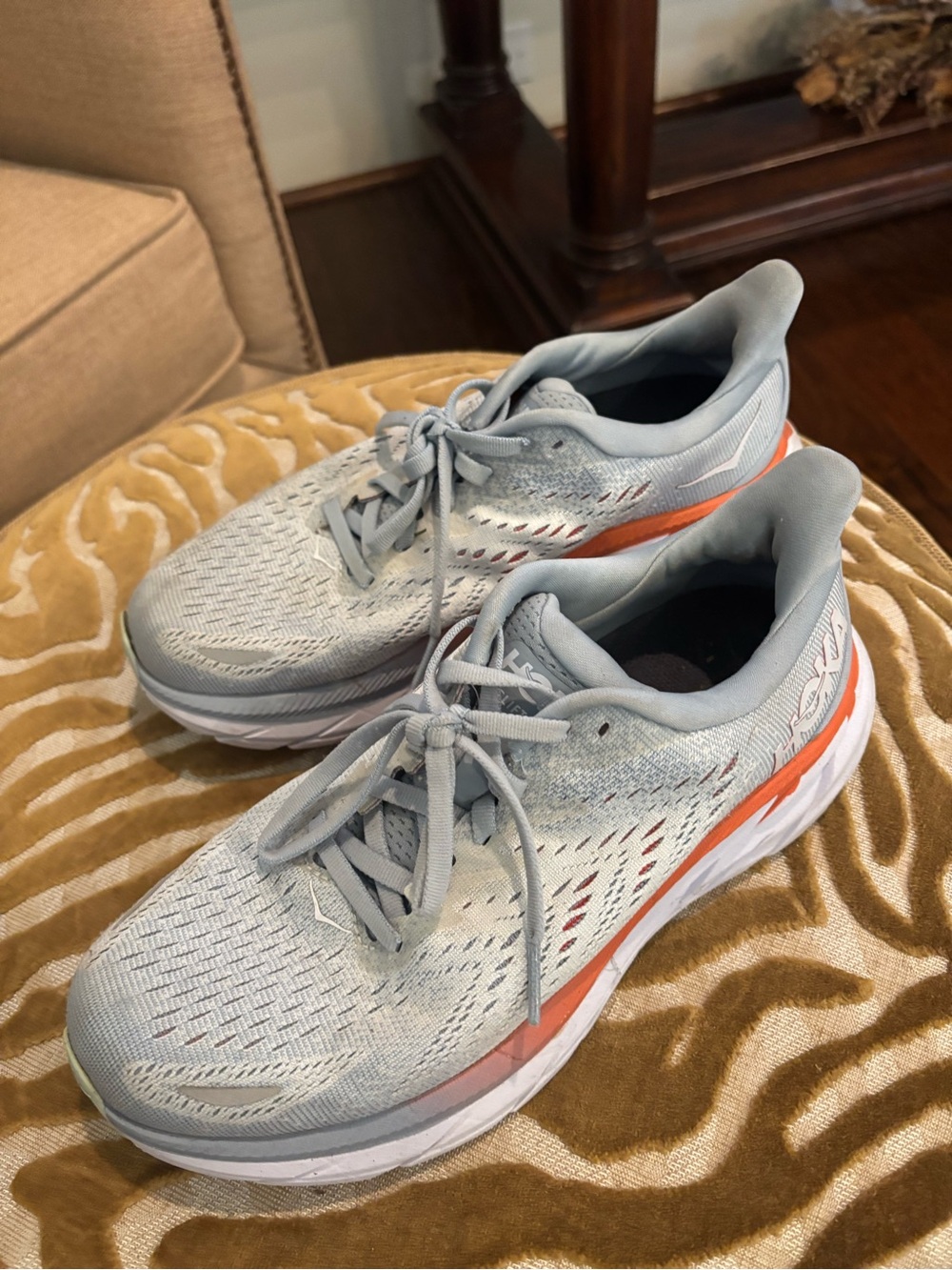Hoka Ice Blue and Tangerine accents Athletic Shoes